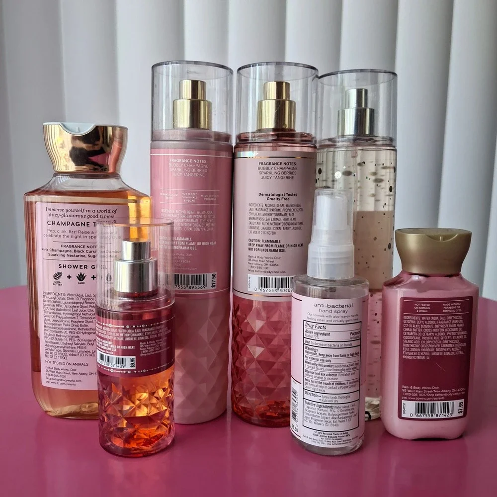 Bath & Body Works CHAMPAGNE TOAST Fragrance Mist Lotion Shower Gel Set of 7